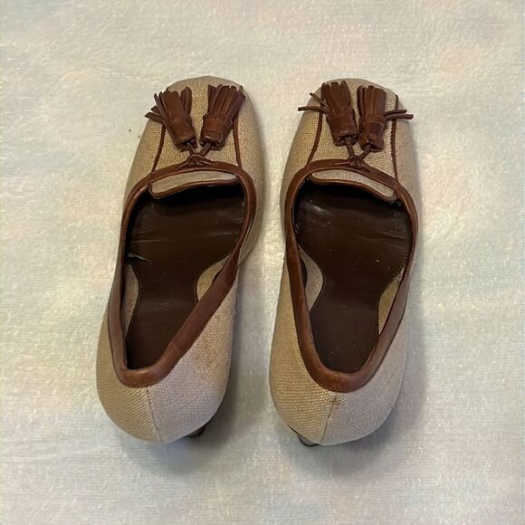 Enzo Angiolini Brown Fabric Tweed Heels Tassel Trim - Size 7.5 - Picture 6 of 14